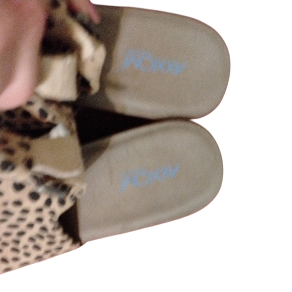 Axxiom Cheetah Print Cushioned Wedge Sandals Black and Tan Sling Back Sandals 8M - Picture 4 of 11